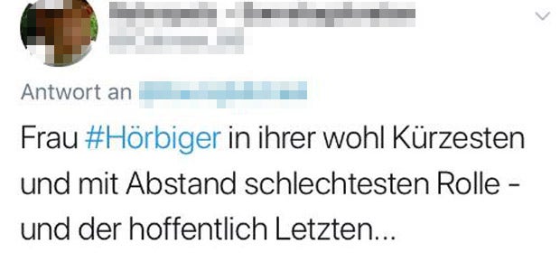 Hass-Postings gegen Hörbiger