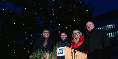 So sch&ouml;n ist der Christbaum vor dem Landhaus