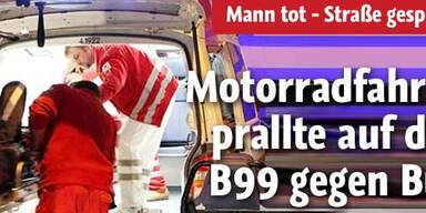 Motorrad prallte frontal  gegen Reisebus