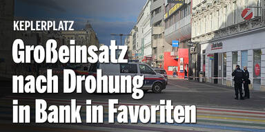 Großeinsatz nach Drohung in Bank in Favoriten