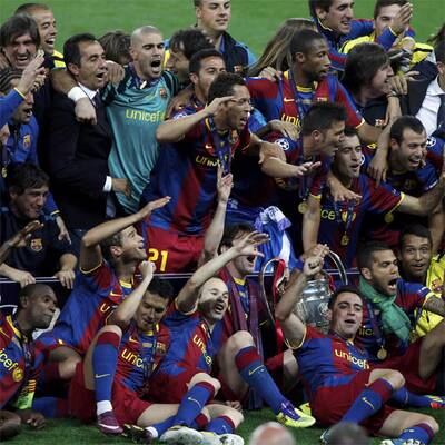 So feierte Barcelona den CL-Triumph