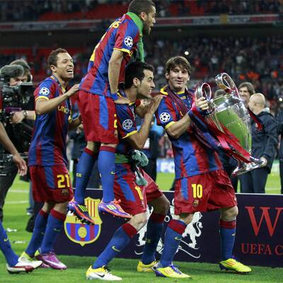 So feierte Barcelona den CL-Triumph