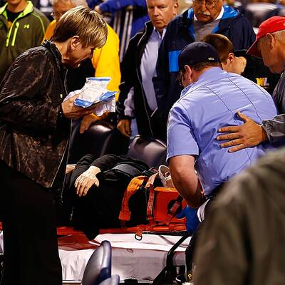 Frau von Baseball getroffen