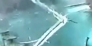 Mann fast von Baum erschlagen