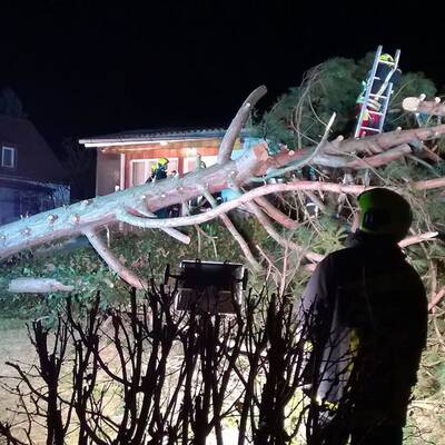 Orkan Felix riss Blechdach in Neunkirchen weg