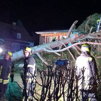 Orkan Felix riss Blechdach in Neunkirchen weg