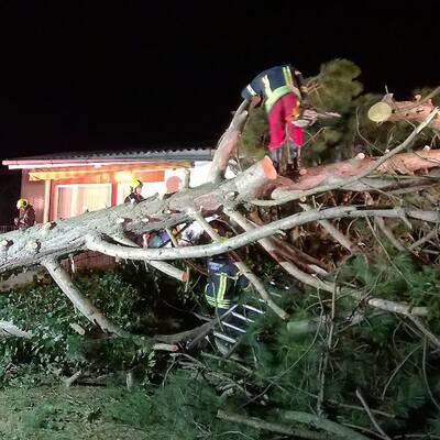 Orkan Felix riss Blechdach in Neunkirchen weg