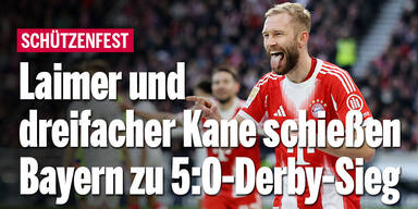 Laimer und dreifacher Kane schießen Bayern zu 5:0-Derby-Sieg