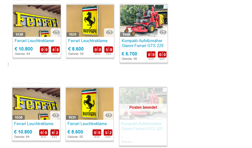 Ferrari-Trio brachte 26.100 Euro für die Signa-Masseverwalter bei der aurena-Auktion.