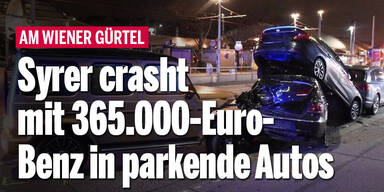 Syrer crasht mit 365.000-Euro-Benz in parkende Autos