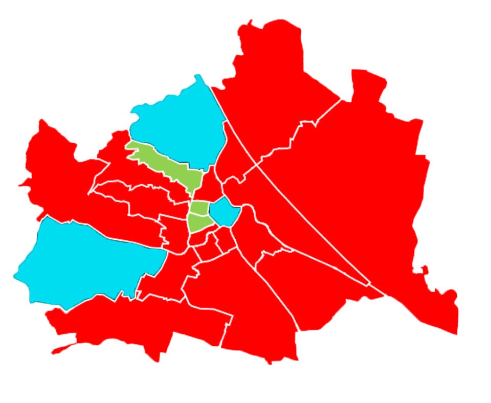 Bezirksergebnisse in Wien.