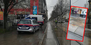 Polizeiautos auf Simmeringer Hauptstra&szlig;e