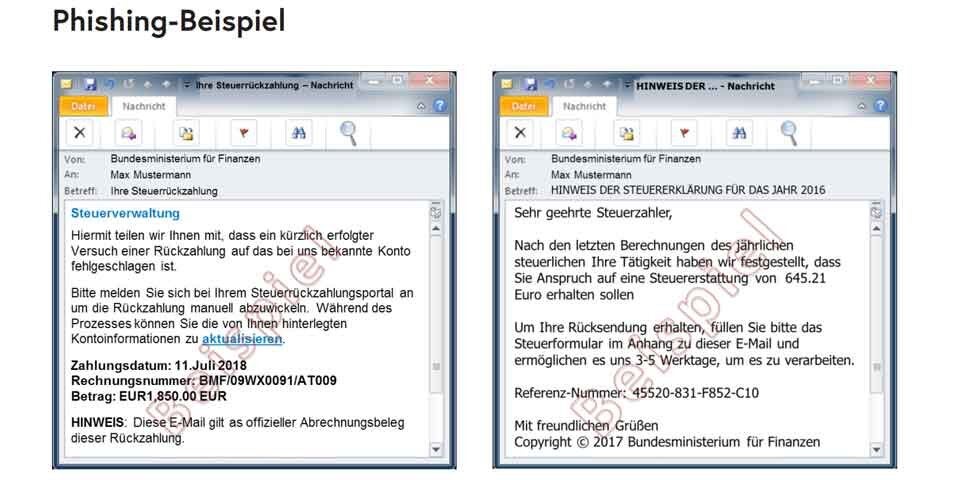 Beispiel eines solchen Phishing-Mails