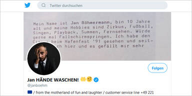 B&ouml;hmermann ist jetzt "Jan H&Auml;NDE WASCHEN"