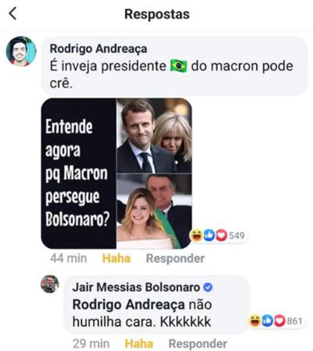 Bolsonaro verhöhnt Macron wegen seiner Frau