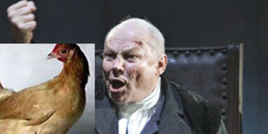 Huhn stürmt Zuseherraum