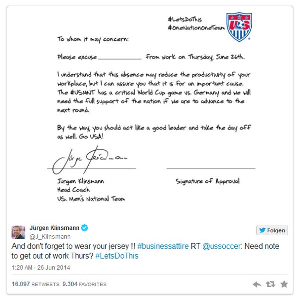 Klinsmann macht für USA-Spiel mobil