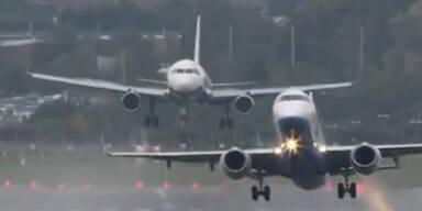 Flugzeuge kollidieren fast auf Landebahn