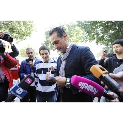 H.C. Strache (FPÖ) im Wahllokal