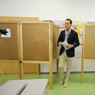 H.C. Strache (FPÖ) im Wahllokal