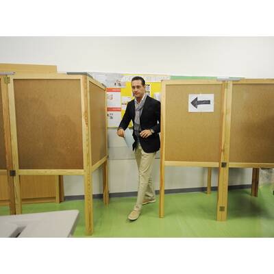 H.C. Strache (FPÖ) im Wahllokal