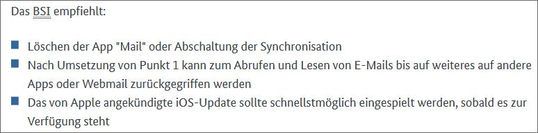 Achtung: Mail-App am iPhone derzeit nicht nutzen!