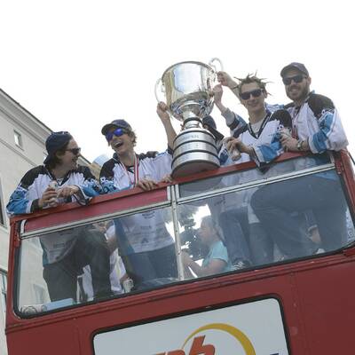 Meisterfeier der Black Wings in Linz 