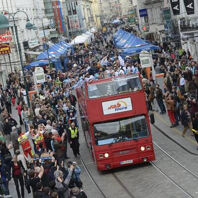 Meisterfeier der Black Wings in Linz 