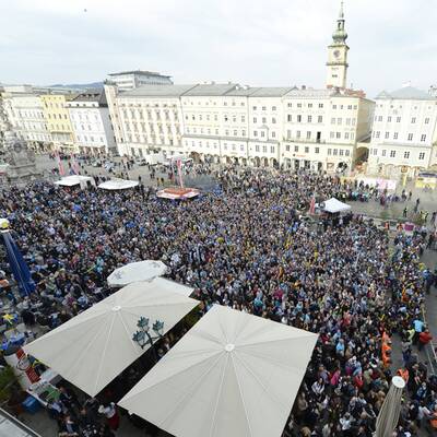 Meisterfeier der Black Wings in Linz 