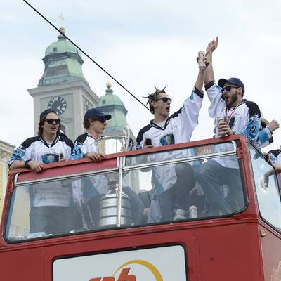 Meisterfeier der Black Wings in Linz 