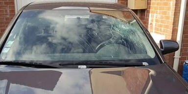 Flüchtlinge schlagen auf Autos ein