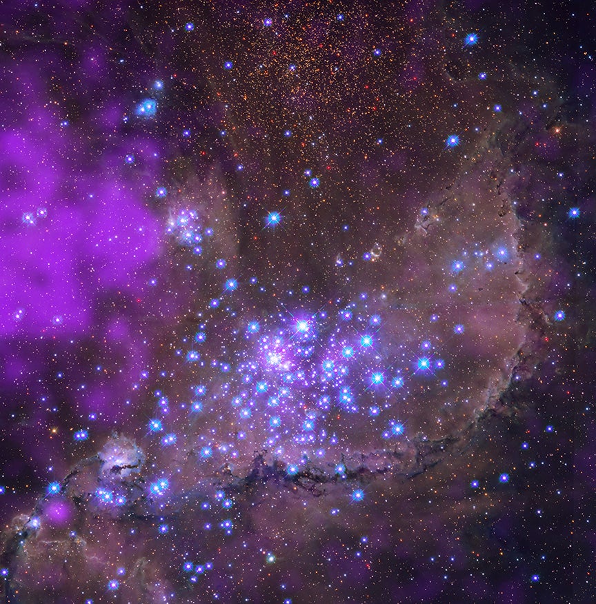 NGC 346 - Röntgendaten von Chandra zeigen heiße Sternwinde und Überreste einer Supernova in diesem jungen Sternhaufen mit Tausenden neugeborenen Sternen. 