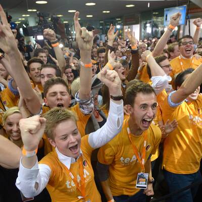 Reaktionen der Parteien auf die Hochrechnung