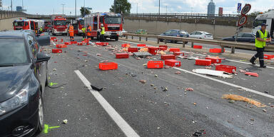Massencrash: 13 Verletzte auf A22
