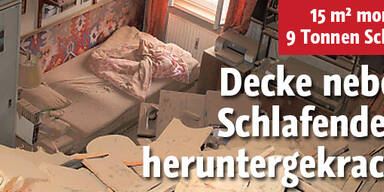 Decke neben Schlafendem heruntergekracht