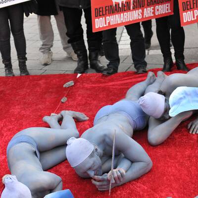 Nackt-Protest bei Eiseskälte