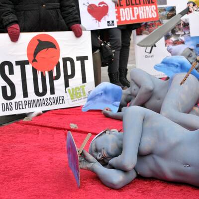 Nackt-Protest bei Eiseskälte