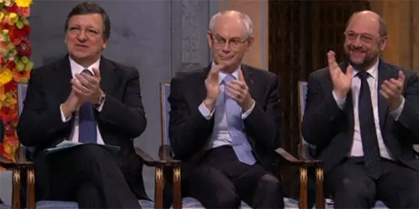 Faymann feiert den Nobelpreis