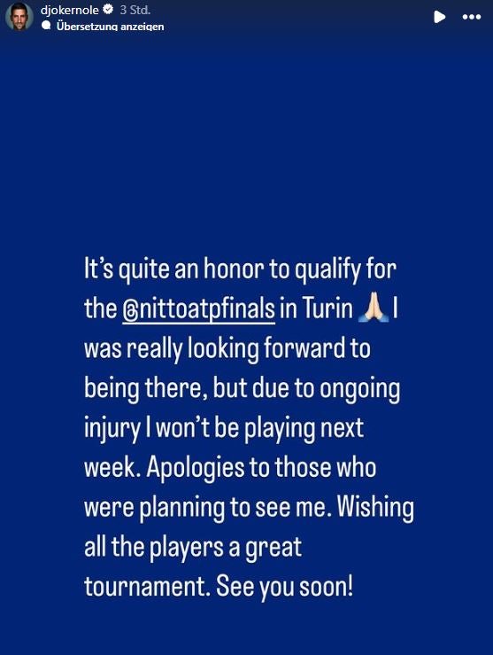 Djokovic pfeift auf ATP-Finals in Turin