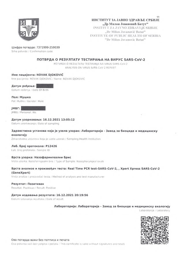 Djokovic: Neues Rätsel um positiven Corona-Test