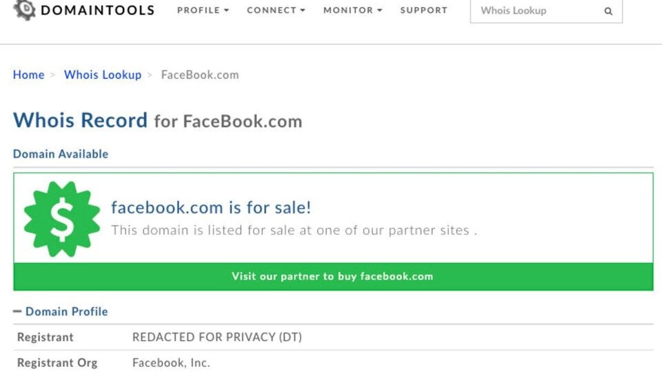 Facebook-Domain steht plötzlich zum Verkauf!