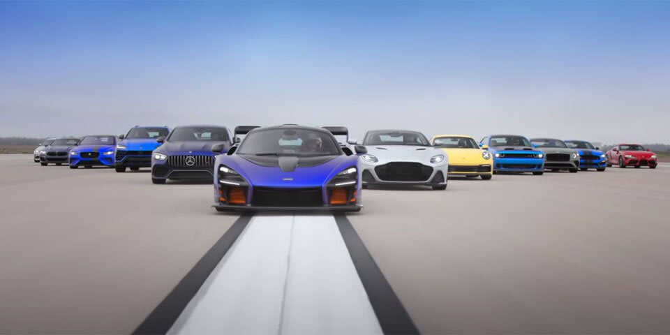 12 Luxuskarossen im Mega-Drag-Race