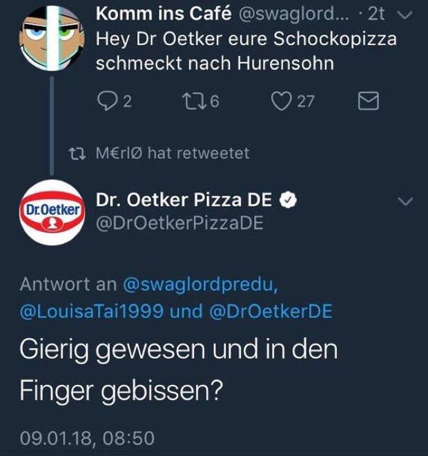 So genial reagiert Dr. Oetker auf Troll