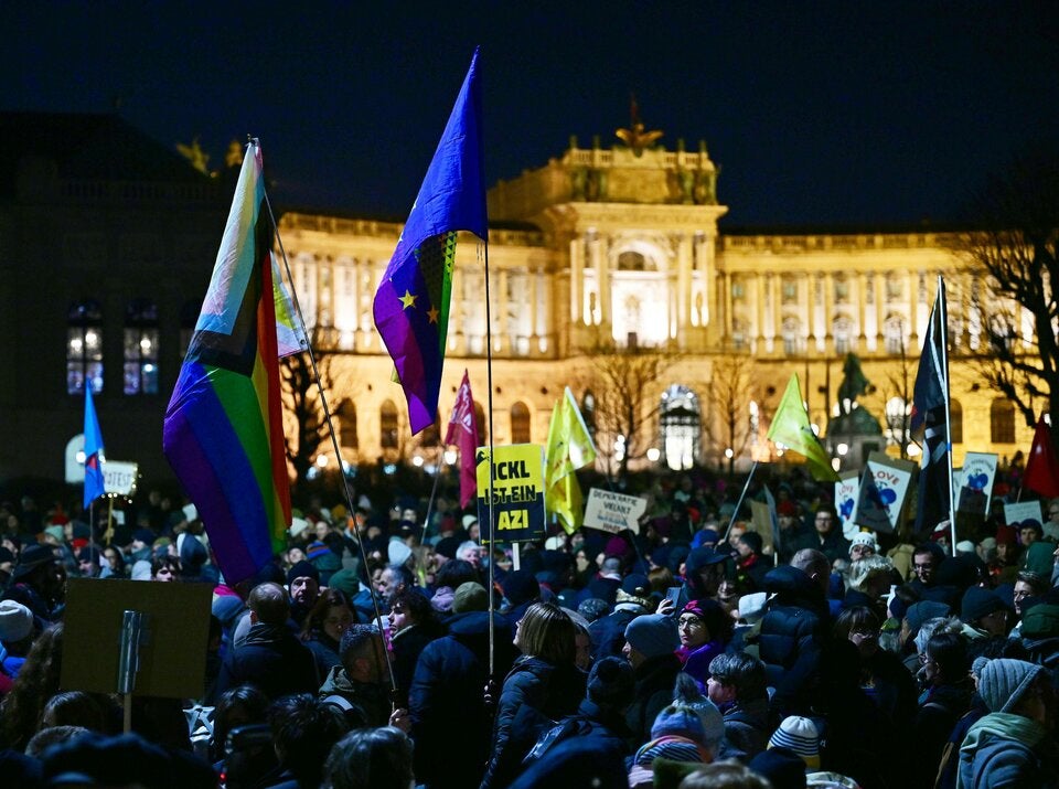 Demo am 4. Februar 2025 gegen Blau-Schwarz in Wien.