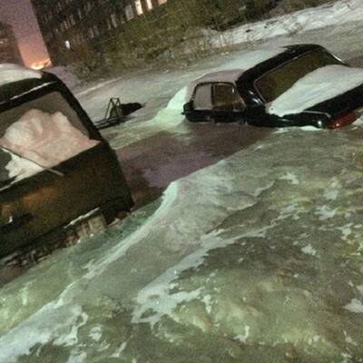 Russische Stadt zu Eisblock gefroren