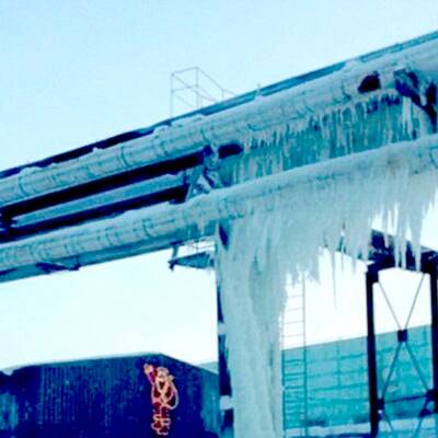 Russische Stadt zu Eisblock gefroren