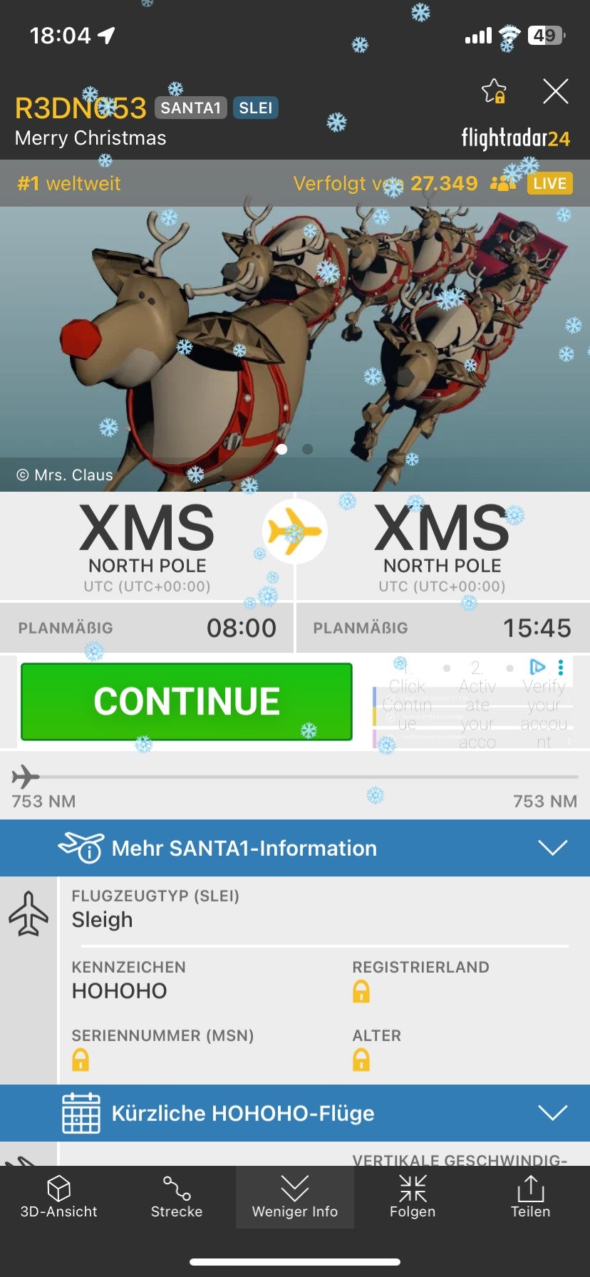 HIER fliegt der Weihnachtsmann über Europa