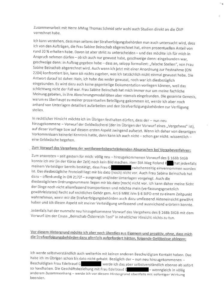 Karmasin: Das komplette Aussageprotokoll im Wortlaut