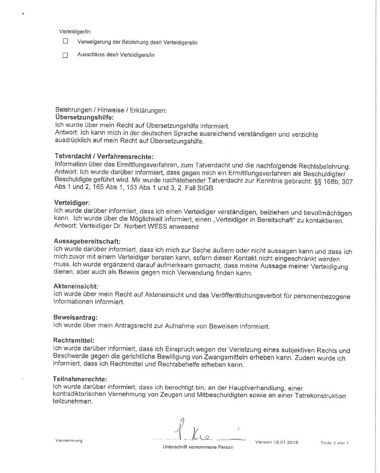 Karmasin: Das komplette Aussageprotokoll im Wortlaut