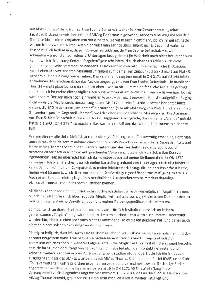 Karmasin: Das komplette Aussageprotokoll im Wortlaut